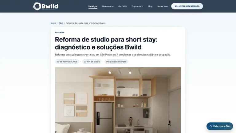 Seção de conteúdo da Bwild