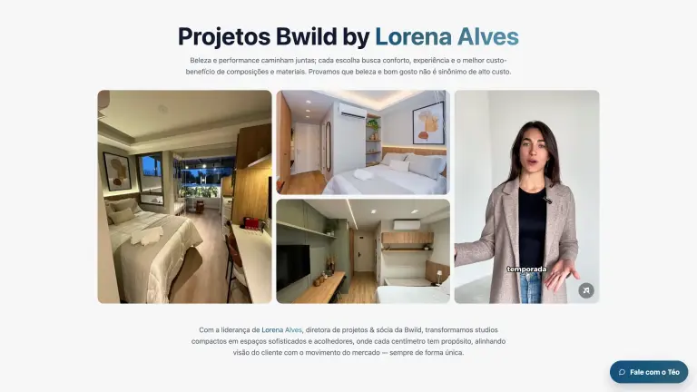 Seção de projetos da Bwild