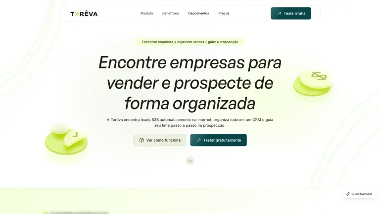 Landing page da Torêva