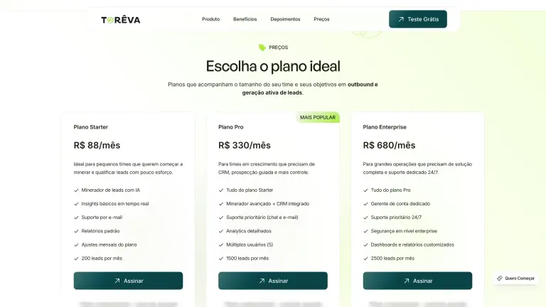 Seção de planos da Torêva